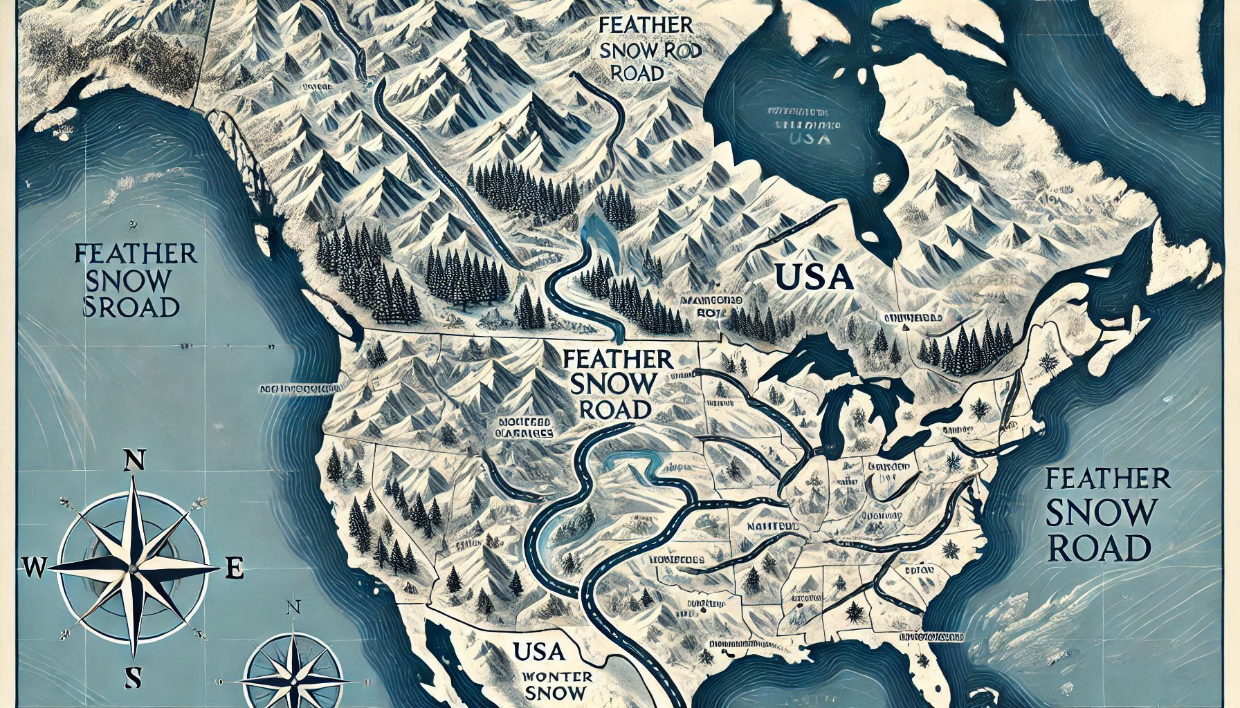 Feather Snow Road USA Map